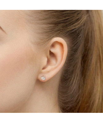 Złote kolczyki kwiatuszki próba 14k z brylantem 0,20ct