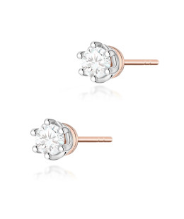 Złote kolczyki kwiatuszki próba 14k z brylantem 0,20ct