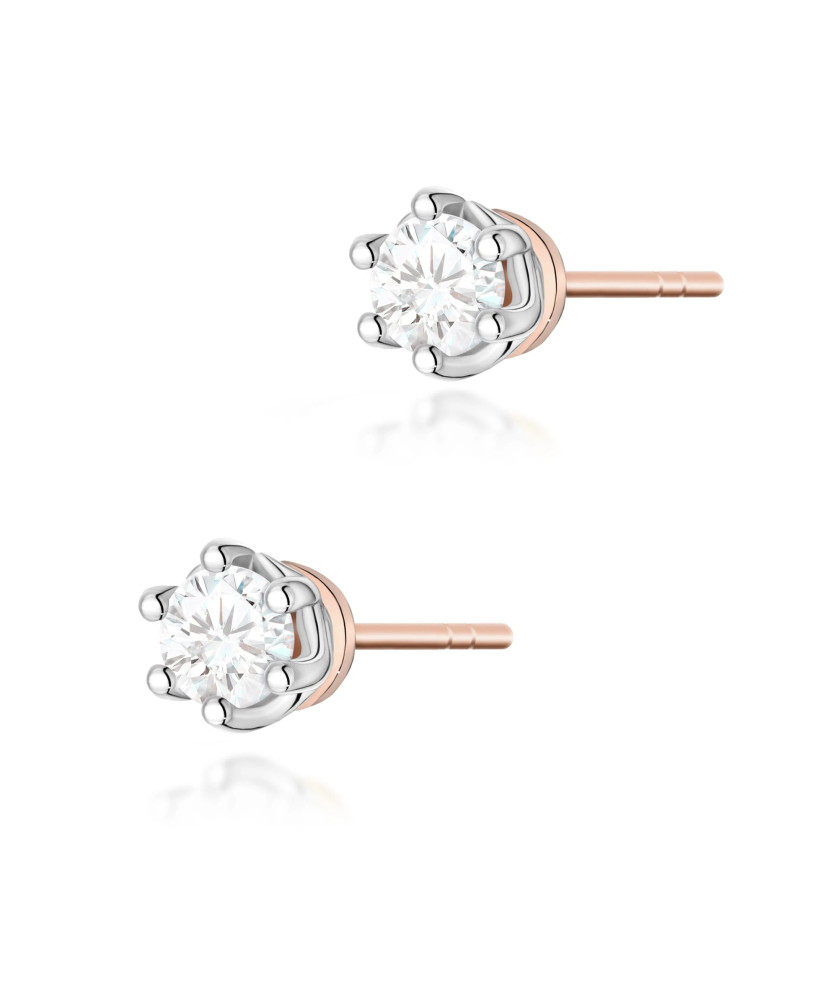 Gold flower earrings 14k with 0.20ct diamond