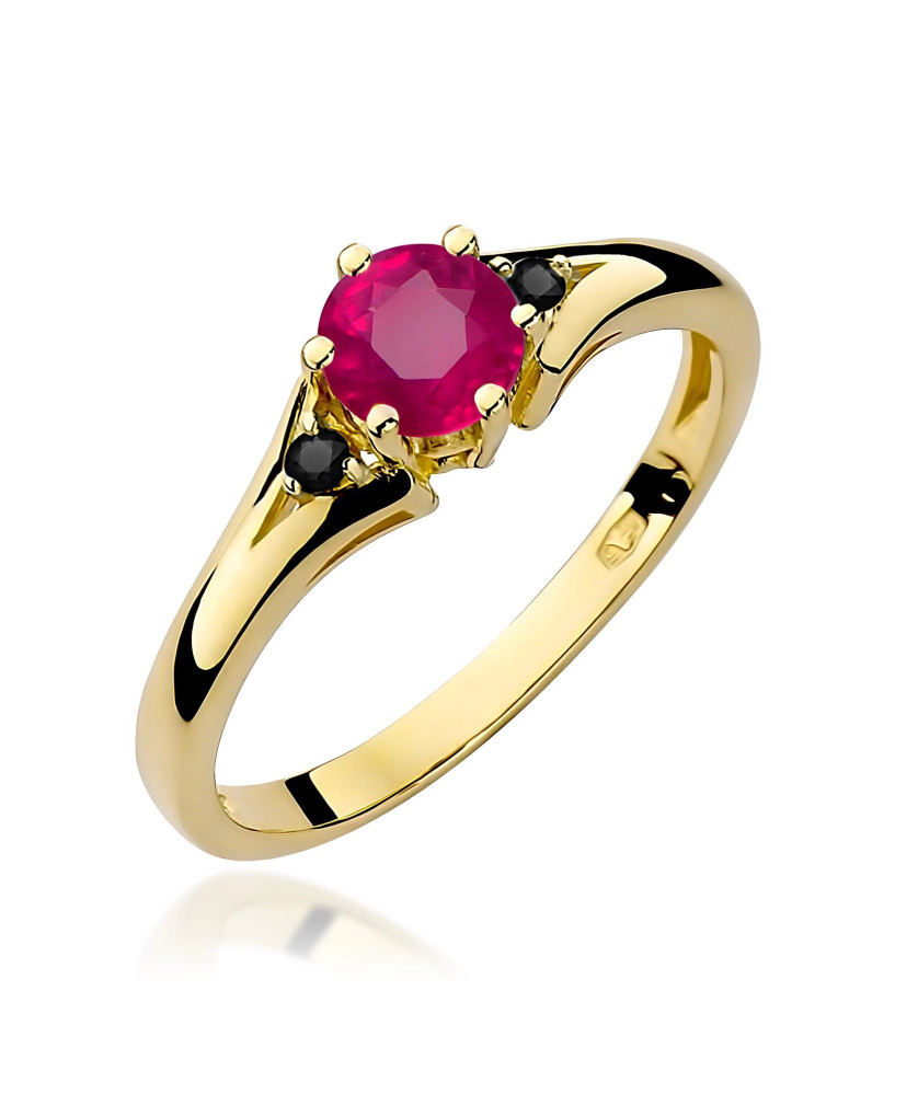 14K Yellow Gold Ruby & Black Diamond Ring 0.60ct