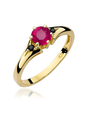14K Yellow Gold Ruby & Black Diamond Ring 0.60ct