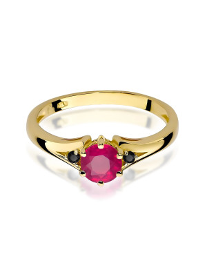 14K Yellow Gold Ruby & Black Diamond Ring 0.60ct