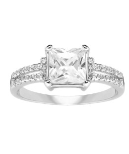 Silver ring with large blue stone