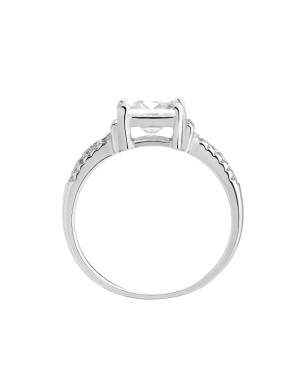 Silver ring with large blue stone