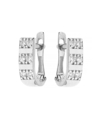 Gold square earrings with zircons