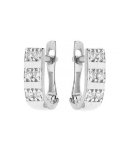 Gold square earrings with zircons