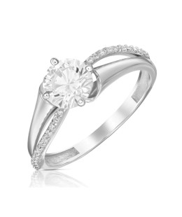 Gold engagement ring with white stones