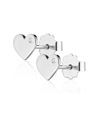 Gold heart earrings with a small stone