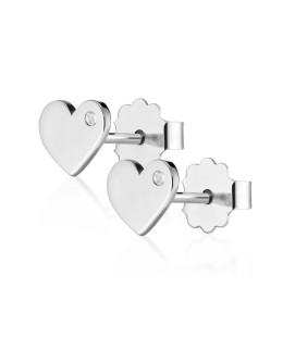 Gold heart earrings with a small stone