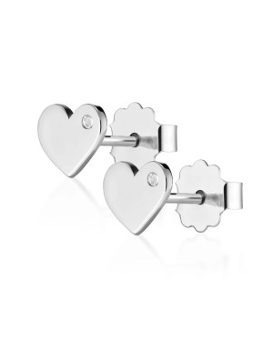 Gold heart earrings with a small stone