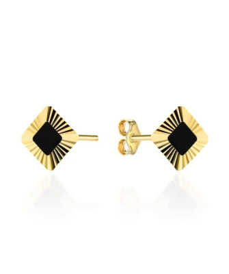 Hexagon earrings with zirconia on the side