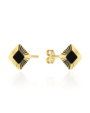 Hexagon earrings with zirconia on the side
