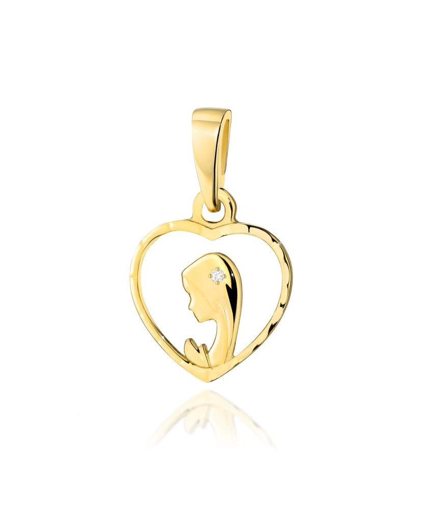 Złota Zawieszka Aniołek 14k z Diamentami 0,07ct
