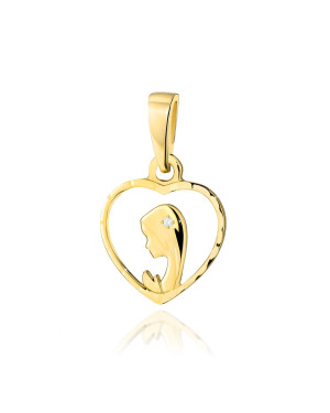 Złota Zawieszka Aniołek 14k z Diamentami 0,07ct