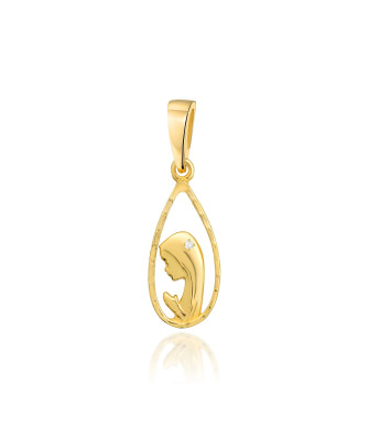 Złota Zawieszka Aniołek 14k z Diamentami 0,07ct