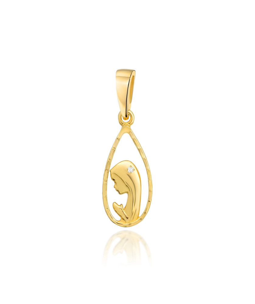 Gold Angel Pendant 14k with Diamonds 0.07ct