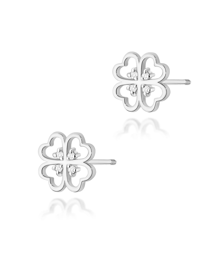 Złote kolczyki kwiatuszki próba 14k z brylantem 0,20ct