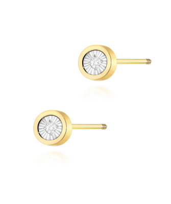 Gold flower earrings 14k with 0.20ct diamond