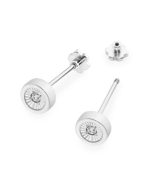 Gold flower earrings 14k with 0.20ct diamond