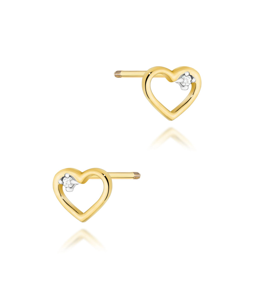 Gold flower earrings 14k with 0.20ct diamond