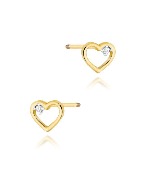 Gold flower earrings 14k with 0.20ct diamond