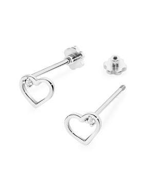 Gold flower earrings 14k with 0.20ct diamond