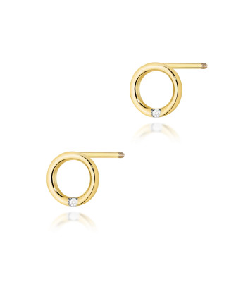 Gold flower earrings 14k with 0.20ct diamond