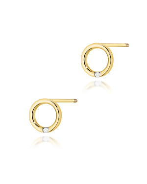 Gold flower earrings 14k with 0.20ct diamond