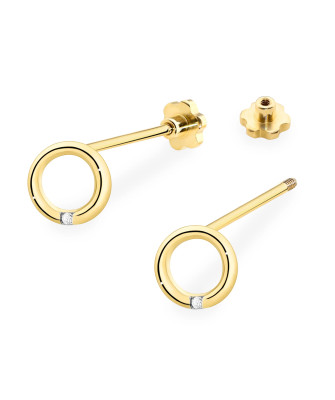 Gold flower earrings 14k with 0.20ct diamond
