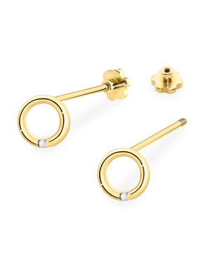Gold flower earrings 14k with 0.20ct diamond