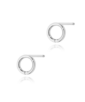 Gold flower earrings 14k with 0.20ct diamond