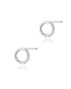 Gold flower earrings 14k with 0.20ct diamond