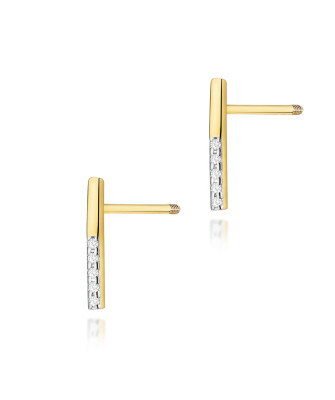 Gold flower earrings 14k with 0.20ct diamond