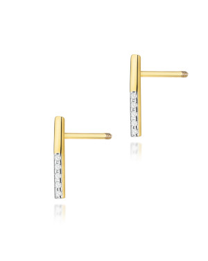 Gold flower earrings 14k with 0.20ct diamond