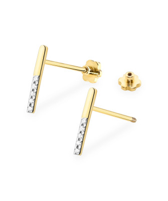 Gold flower earrings 14k with 0.20ct diamond