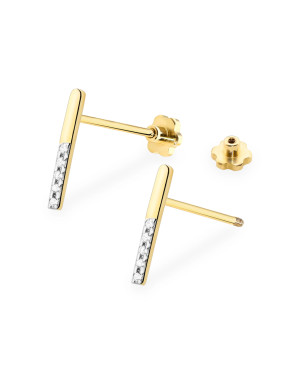 Gold flower earrings 14k with 0.20ct diamond