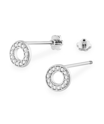 Gold flower earrings 14k with 0.20ct diamond