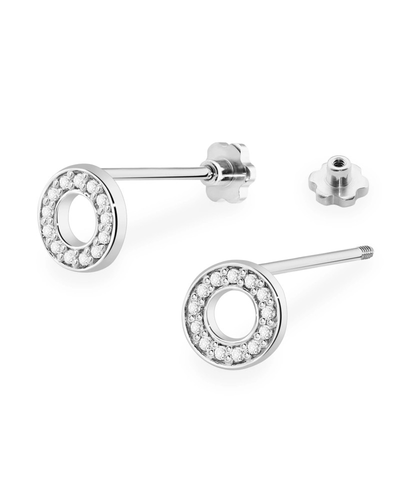 Gold flower earrings 14k with 0.20ct diamond