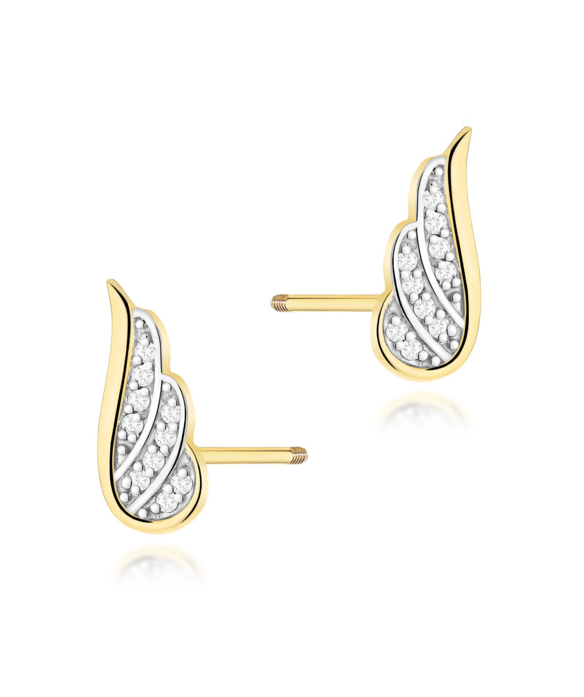 Gold flower earrings 14k with 0.20ct diamond
