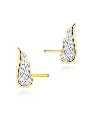 Gold flower earrings 14k with 0.20ct diamond