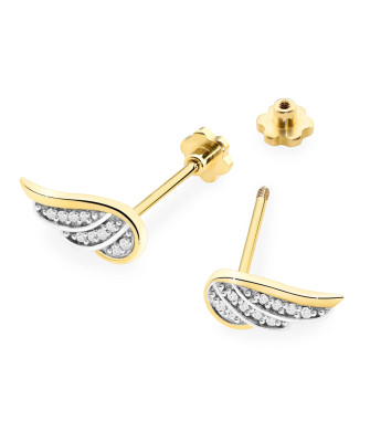 Gold flower earrings 14k with 0.20ct diamond