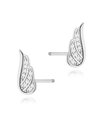 Gold flower earrings 14k with 0.20ct diamond