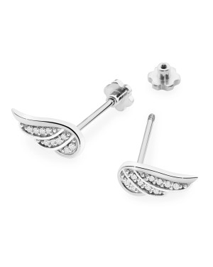 Gold flower earrings 14k with 0.20ct diamond