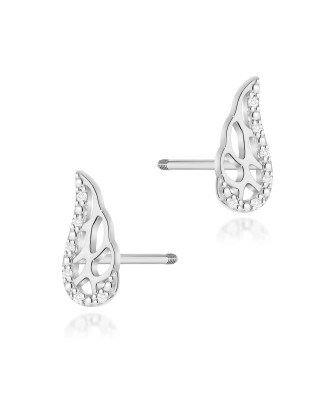 Gold flower earrings 14k with 0.20ct diamond