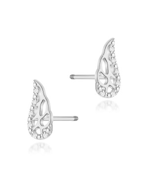 Gold flower earrings 14k with 0.20ct diamond