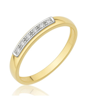 Ring band with white cubic zirconia 8k gold