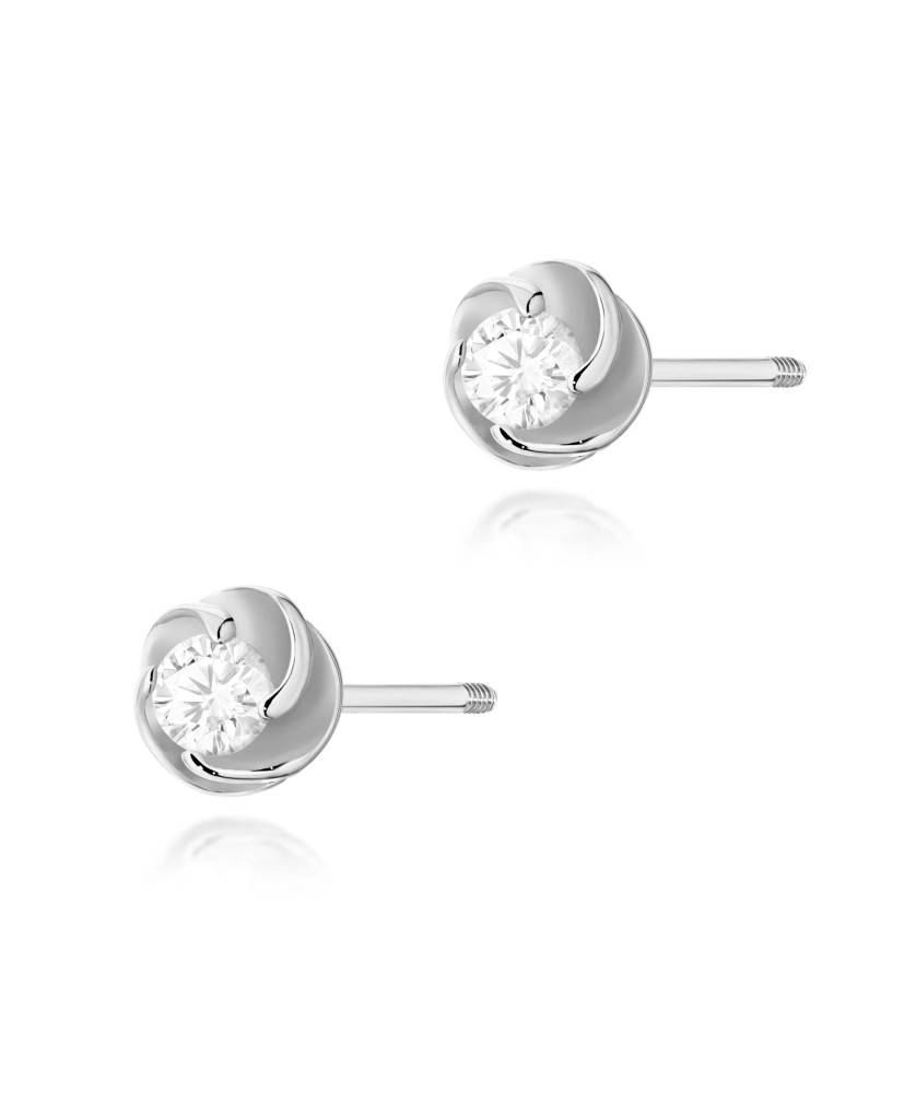 Gold flower earrings 14k with 0.20ct diamond