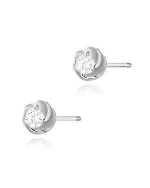 Gold flower earrings 14k with 0.20ct diamond