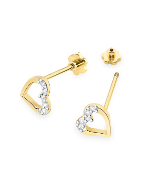 Gold flower earrings 14k with 0.20ct diamond