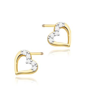 Gold flower earrings 14k with 0.20ct diamond